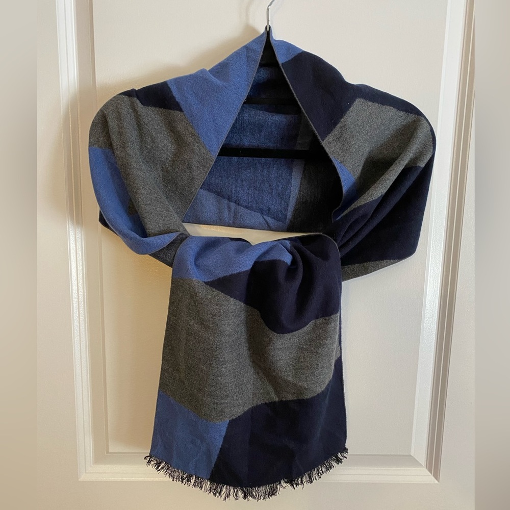 Chelsey by Joseph Super Soft 100% Silk Scarf Navy Blue Gray Black